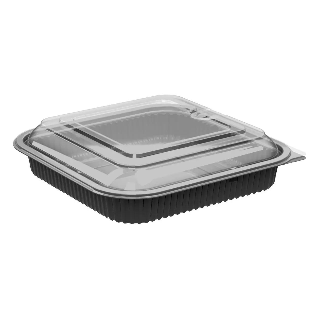 D&W Fine Pack VH64PC1 VersaPak 64 oz. Recyclable Hinged Take Out Deli  Container with Flat Lid - 110/Case